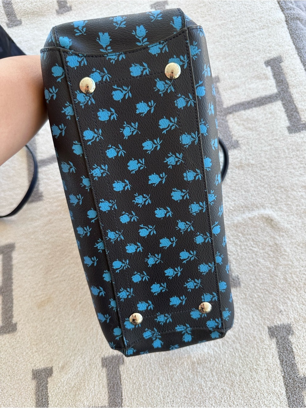 Coach Black Satchel with Blue Floral Print - Picture 5 of 12